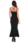 Black Strappy Racer Back Fishtail Maxi Dress - bejealous-com