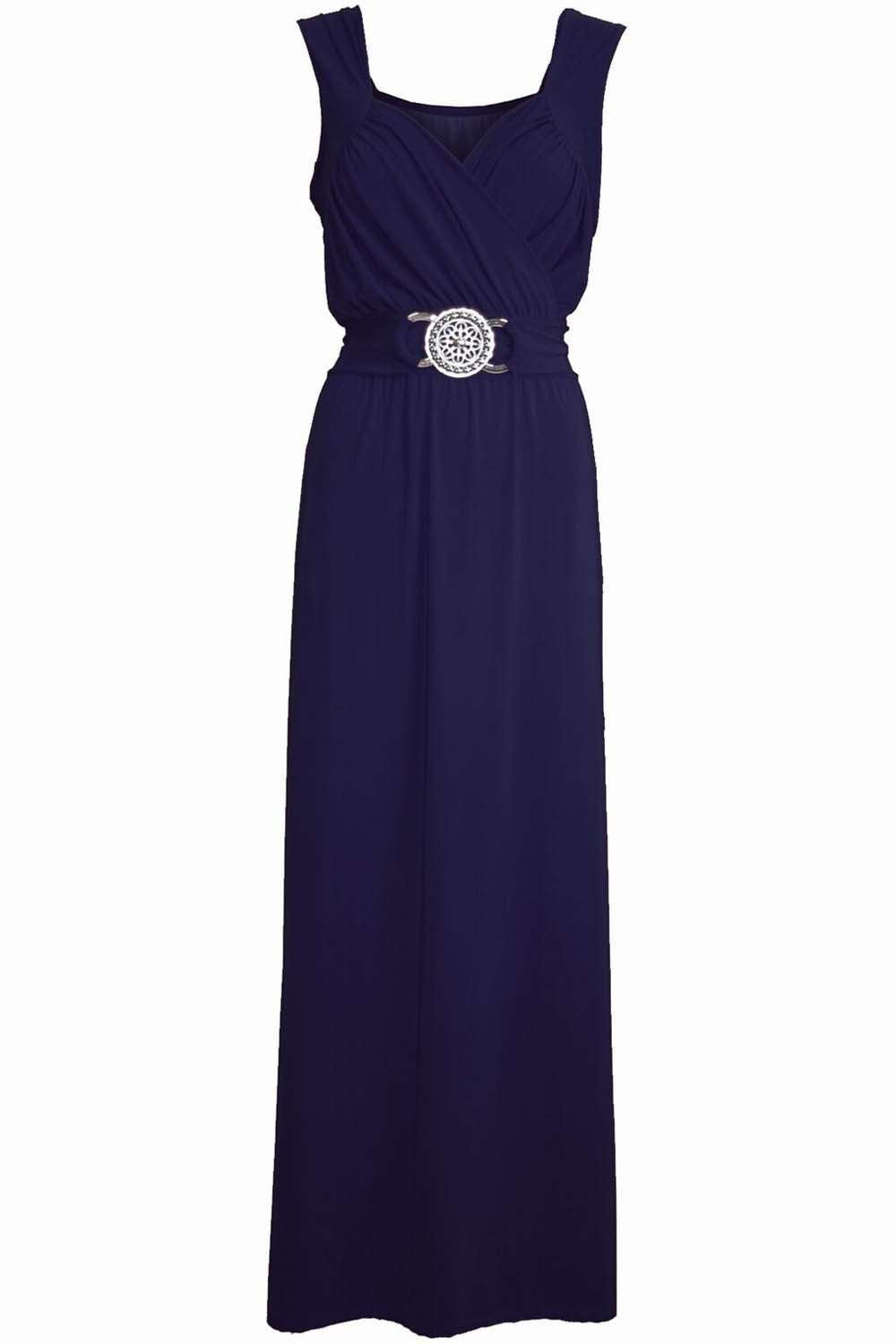 Black Wrap Front Beaded Belt Floaty Maxi Dress - bejealous-com