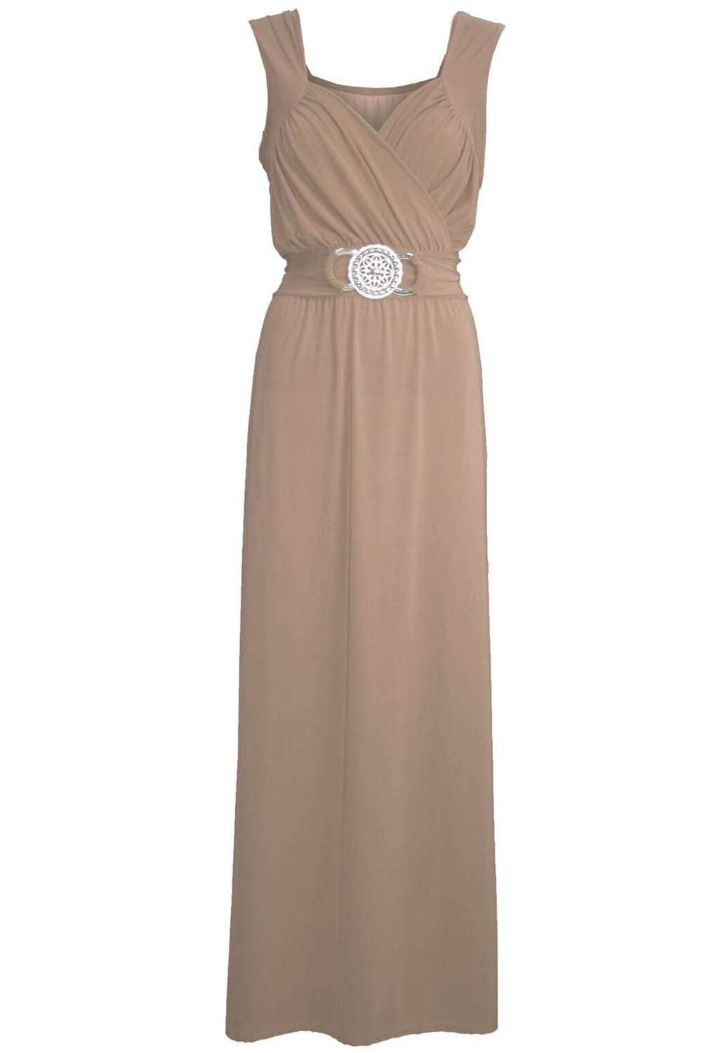 Black Wrap Front Beaded Belt Floaty Maxi Dress - bejealous-com