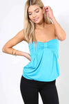 Blue Bardot Bow Front Baggy Jersey Top - bejealous-com