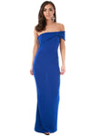 Blue Bardot Bow One Shoulder Fishtail Maxi Dress - bejealous-com