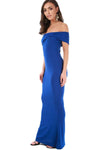 Blue Bardot Bow One Shoulder Fishtail Maxi Dress - bejealous-com