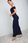 Blue Bardot Bow One Shoulder Fishtail Maxi Dress - bejealous-com