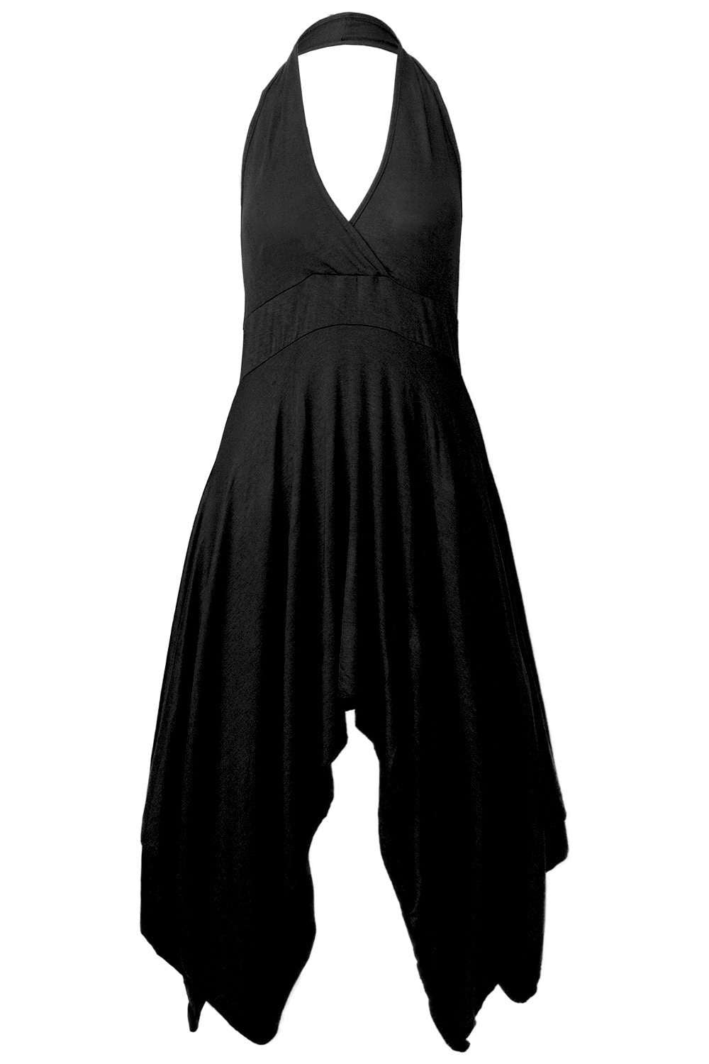 Blue Halterneck Hanky Hem Floaty Midi Dress - bejealous-com