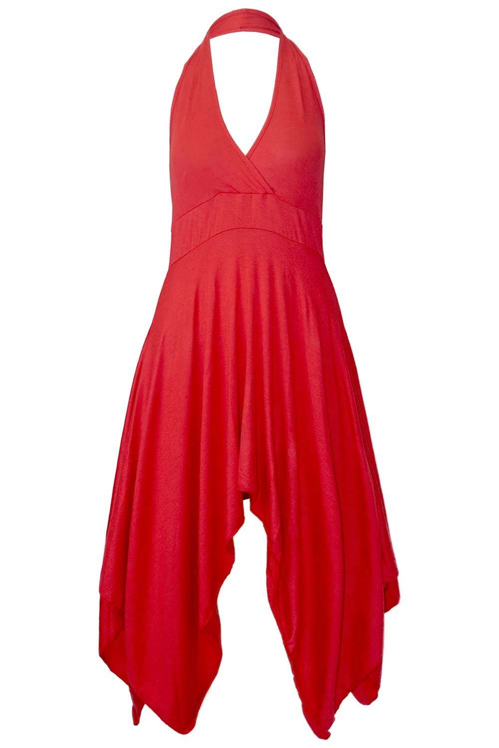 Blue Halterneck Hanky Hem Floaty Midi Dress - bejealous-com