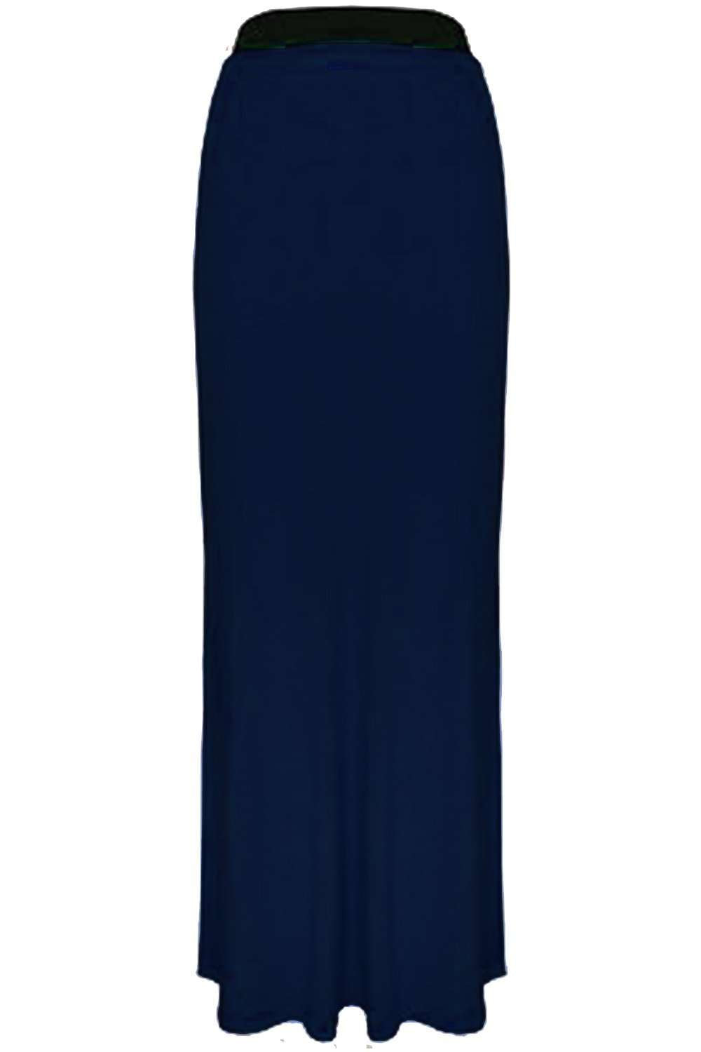 Blue High Waisted Basic Jersey Maxi Skirt - bejealous-com