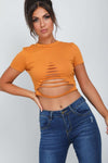 Bobbi Mustard Ripped Crop Top Tshirt - bejealous-com