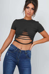 Bobbi Mustard Ripped Crop Top Tshirt - bejealous-com