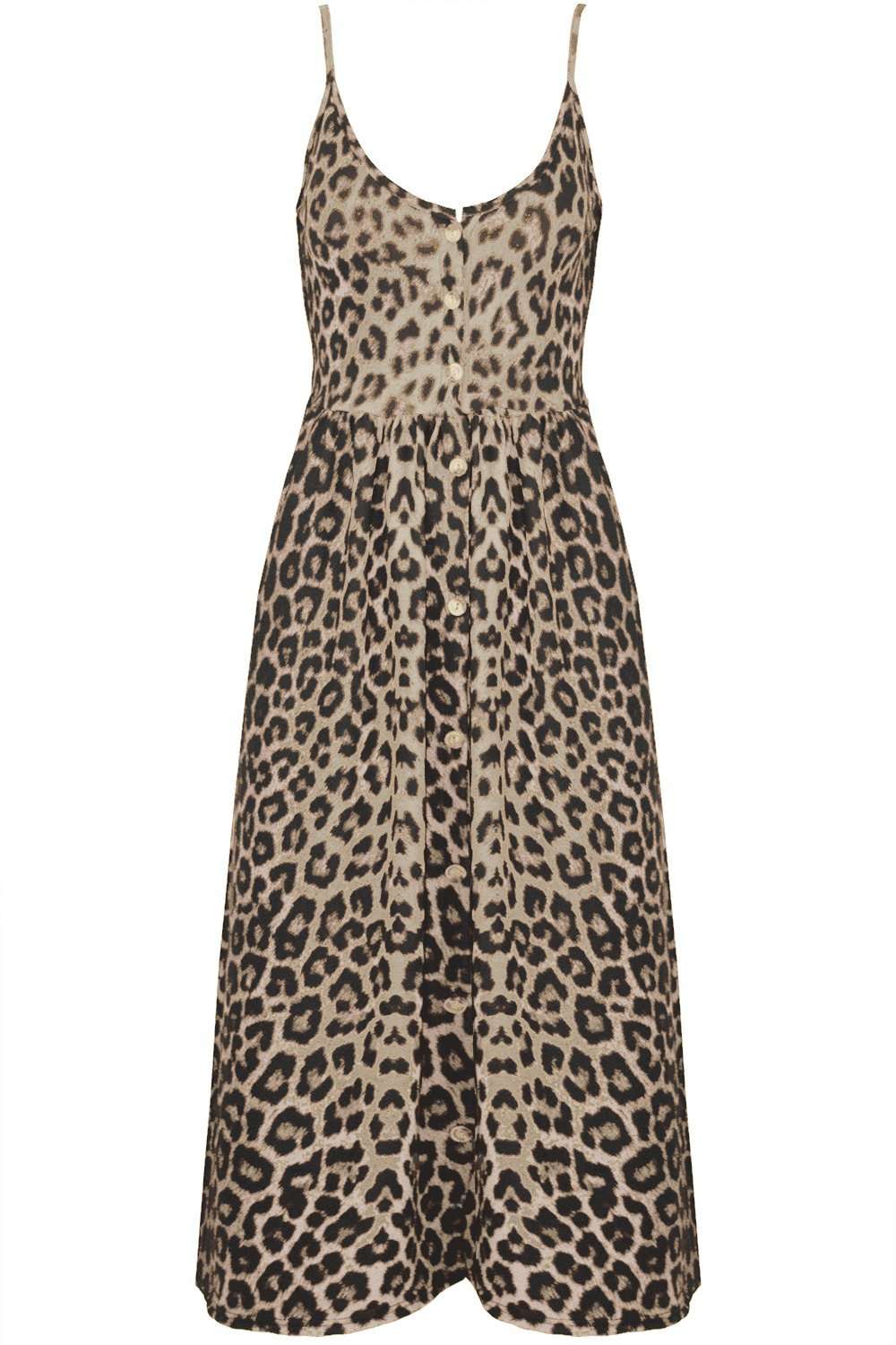 Breana Button Up Strappy Leopard Print Dress - bejealous-com