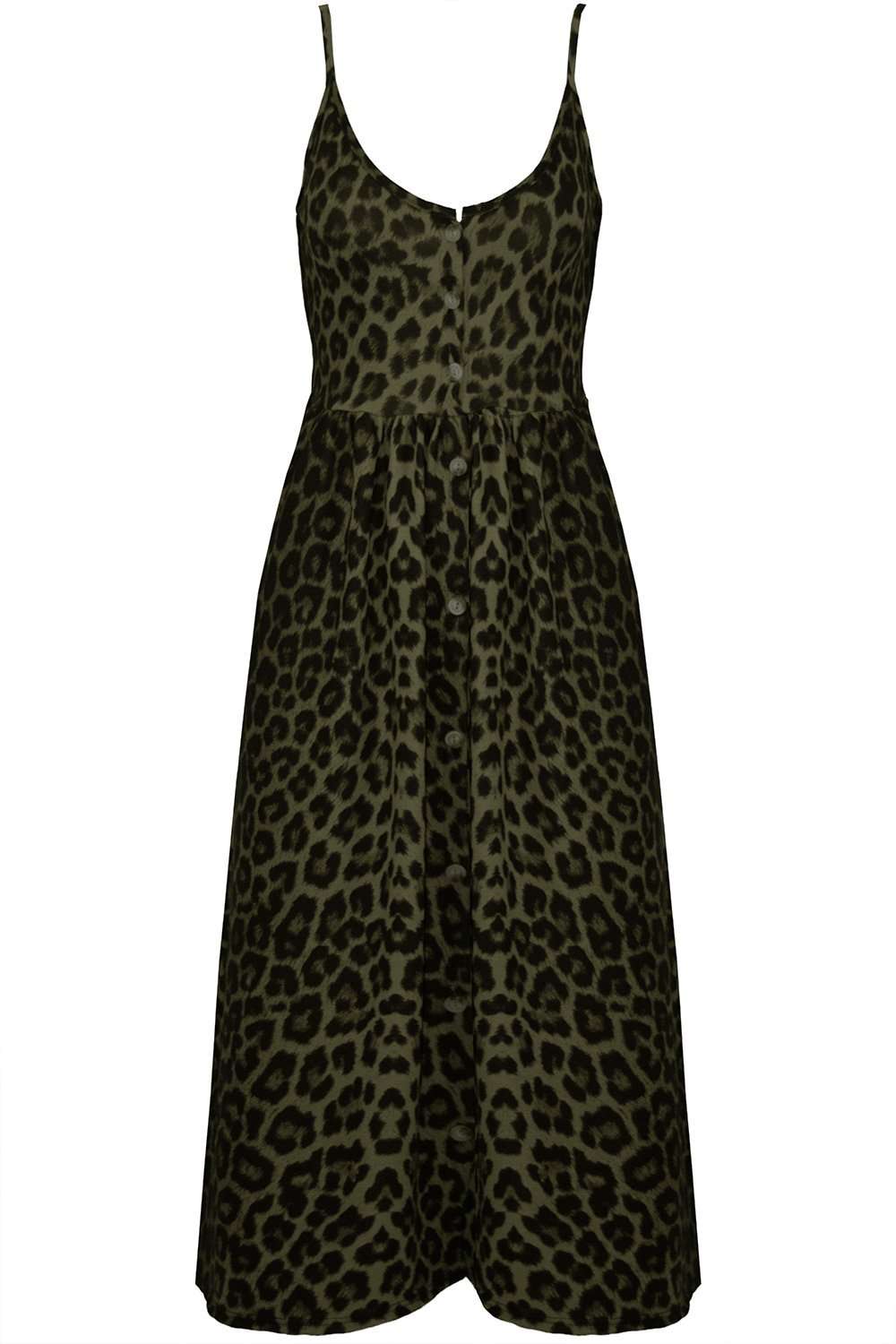 Breana Button Up Strappy Leopard Print Dress - bejealous-com