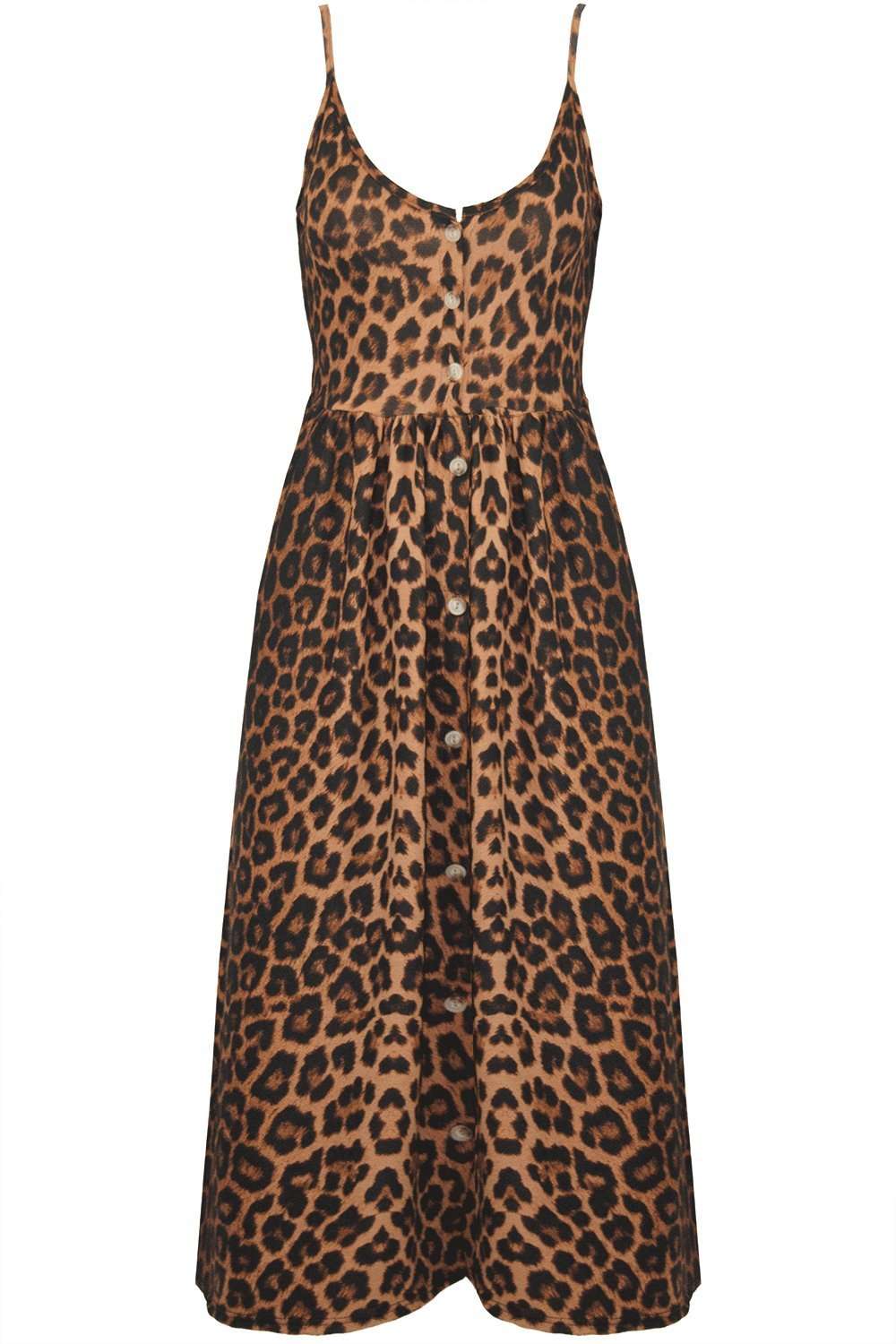 Breana Button Up Strappy Leopard Print Dress - bejealous-com