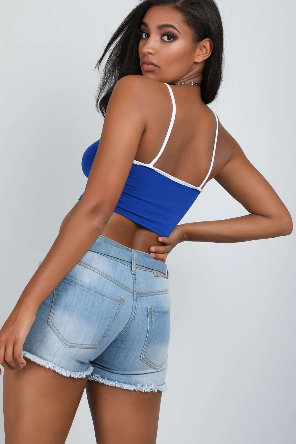 Breanne Contrast Strappy Cami Crop Top - bejealous-com