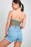 Breanne Contrast Strappy Cami Crop Top - bejealous-com