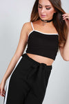 Breanne Contrast Strappy Cami Crop Top - bejealous-com