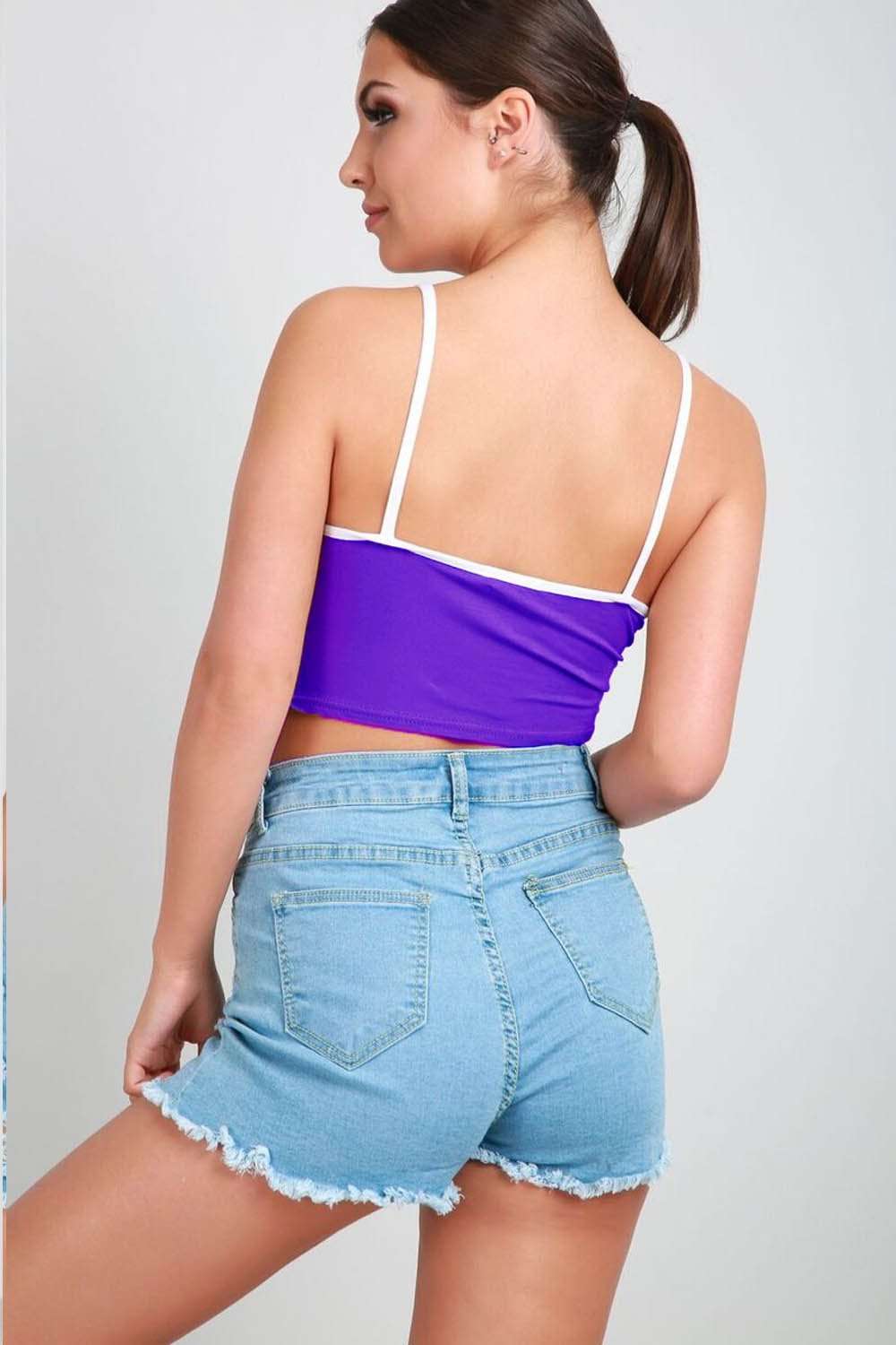 Breanne Contrast Strappy Cami Crop Top - bejealous-com