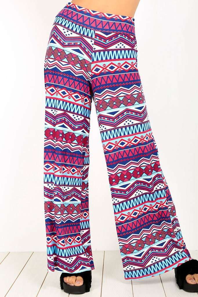 Breeze Aztec Print Wide Leg Palazzo Pants - bejealous-com