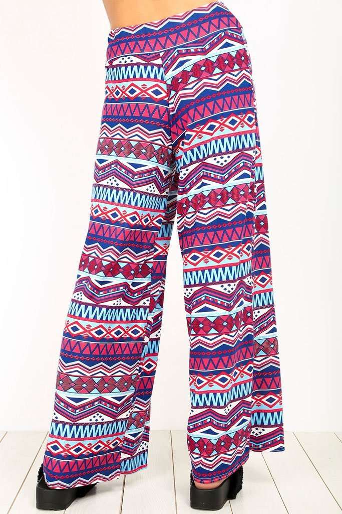 Breeze Aztec Print Wide Leg Palazzo Pants - bejealous-com