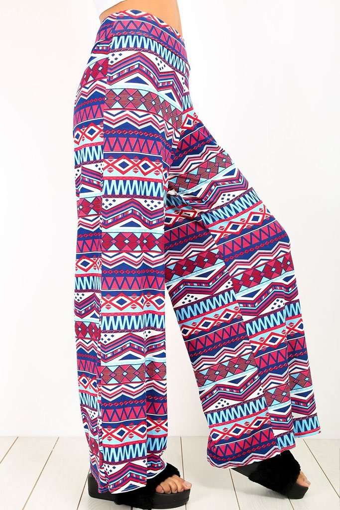 Breeze Aztec Print Wide Leg Palazzo Pants - bejealous-com