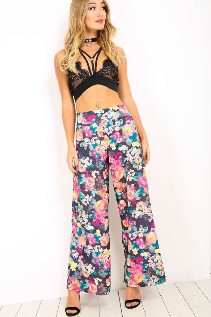 Breeze Floral Print Wide Leg Palazzo Pants - bejealous-com