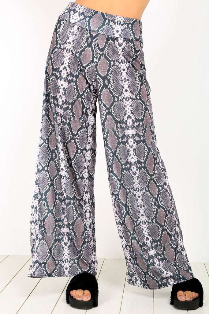Breeze Snake Print Wide Leg Palazzo Pants - bejealous-com