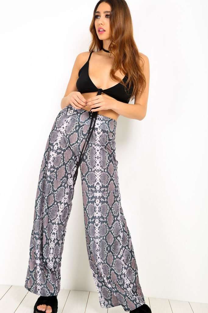 Breeze Snake Print Wide Leg Palazzo Pants - bejealous-com