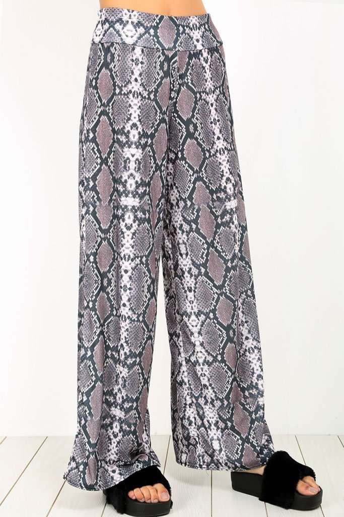 Breeze Snake Print Wide Leg Palazzo Pants - bejealous-com