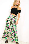 Breeze Tropical Print Wide Leg Palazzo Pants - bejealous-com