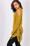 Bria Choker Neck Oversized Ripped Knitted Jumper - bejealous-com