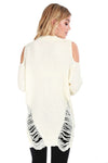 Bria Choker Neck Oversized Ripped Knitted Jumper - bejealous-com