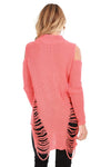 Bria Choker Neck Oversized Ripped Knitted Jumper - bejealous-com