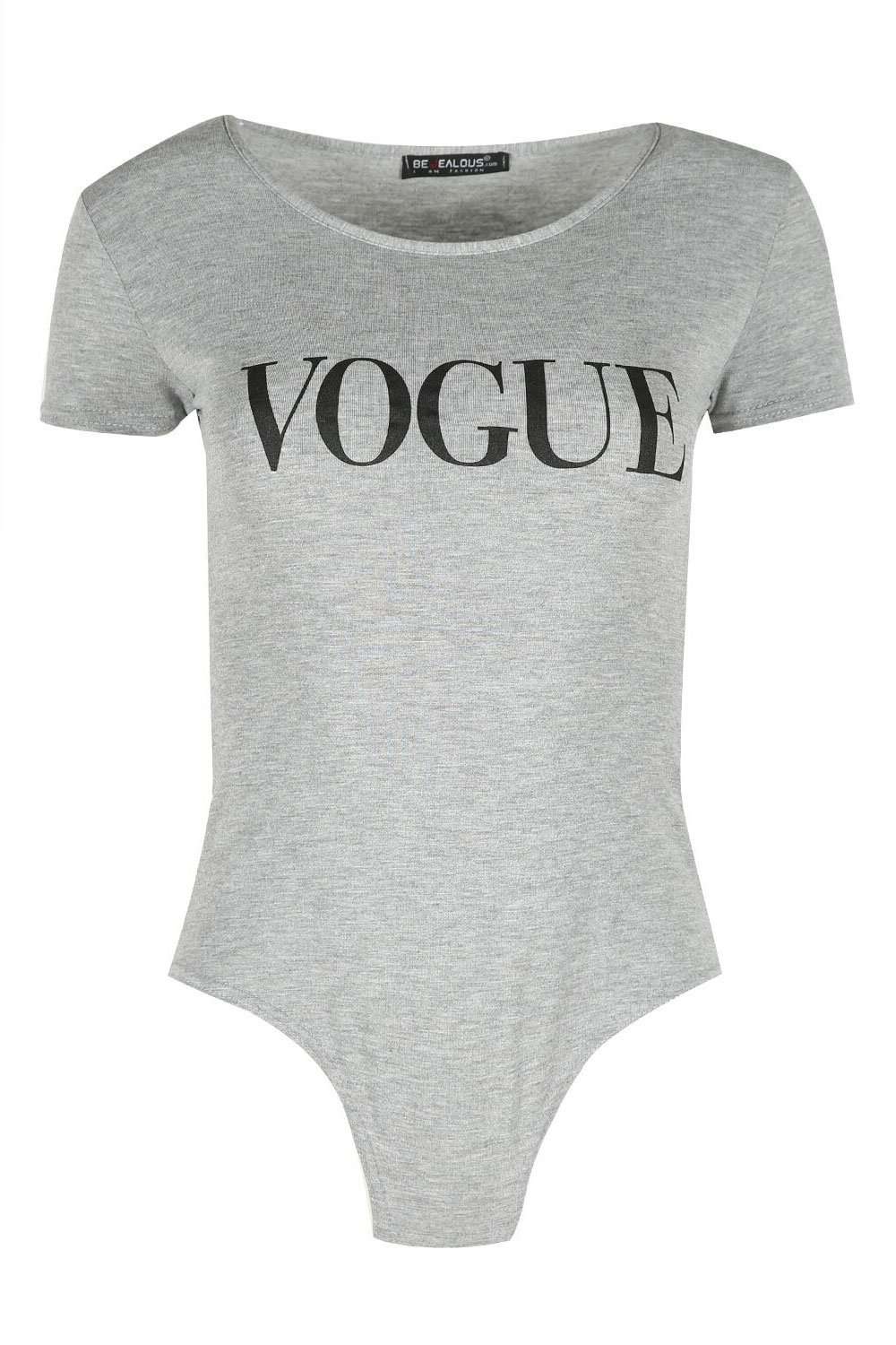Brianne Vogue Slogan Print Jersey Bodysuit - bejealous-com