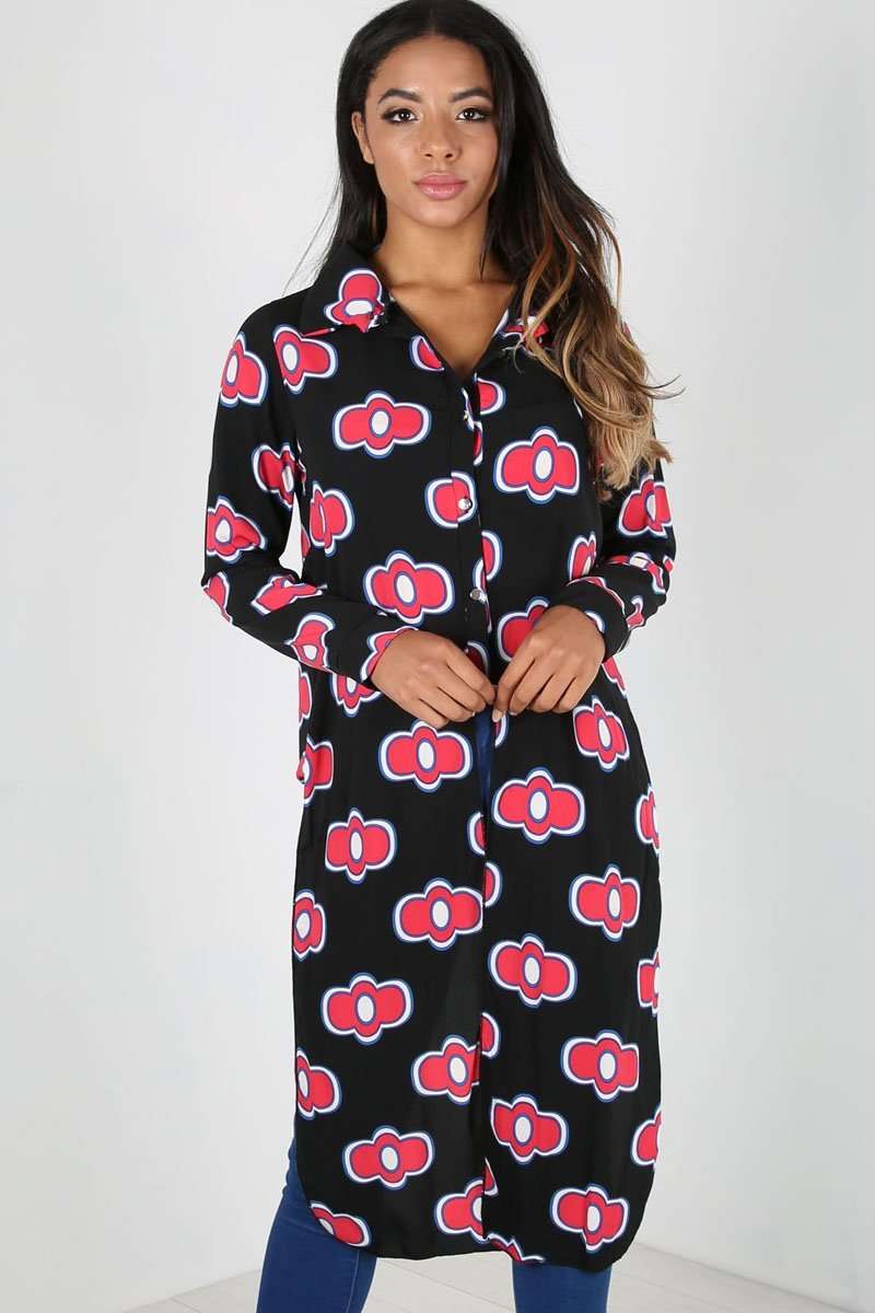 Brionie Floral Blossom Chiffon Midi Shirt Dress - bejealous-com