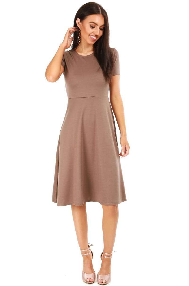 Burgundy Cap Sleeve Belted Midi Skater Dress - bejealous-com