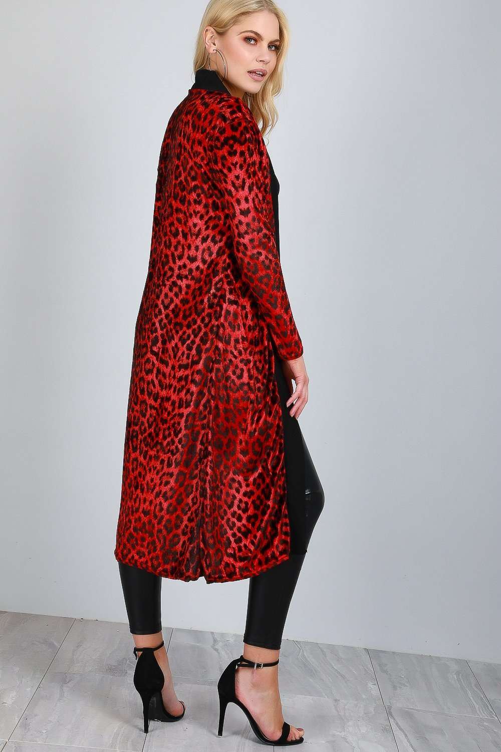 Cadie Leopard Print Faux Velour Maxi Cardigan - bejealous-com