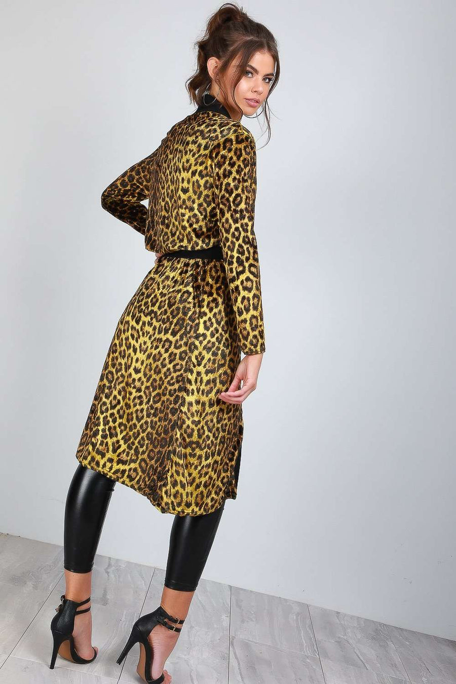 Cadie Leopard Print Faux Velvet Maxi Cardigan - bejealous-com