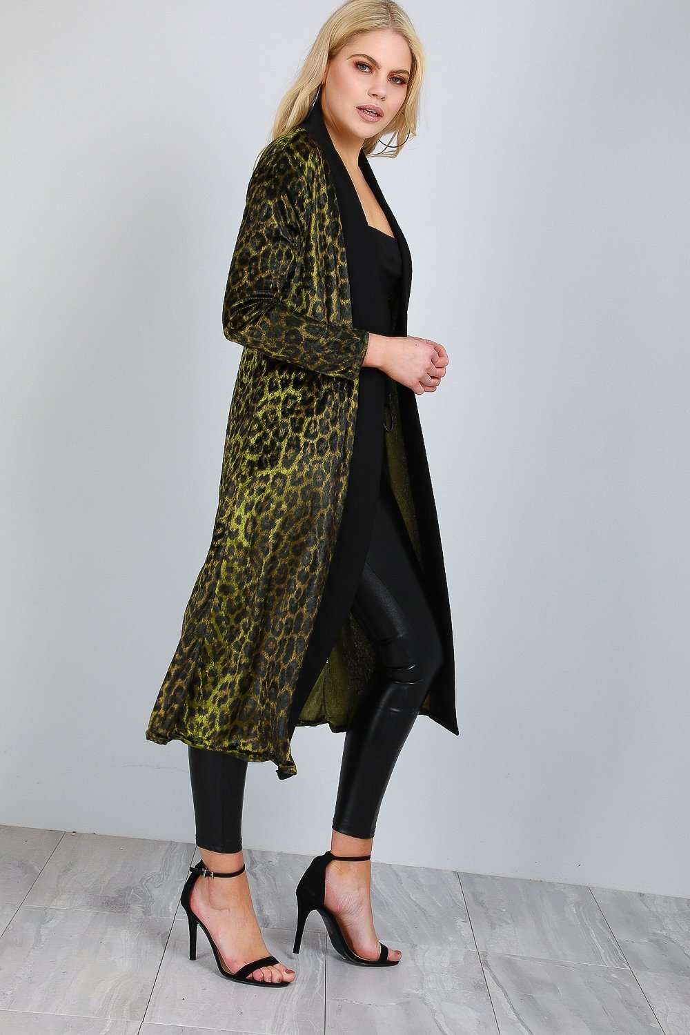 Cadie Leopard Print Faux Velvet Maxi Cardigan - bejealous-com
