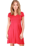 Cadie V Neck Basic Jersey Mini Swing Dress - bejealous-com