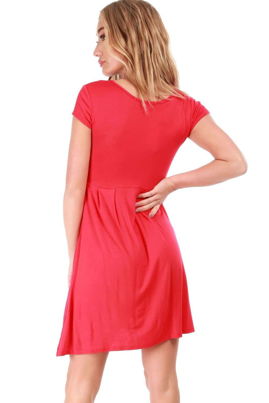Cadie V Neck Basic Jersey Mini Swing Dress - bejealous-com