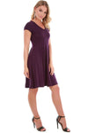 Cadie V Neck Basic Jersey Mini Swing Dress - bejealous-com
