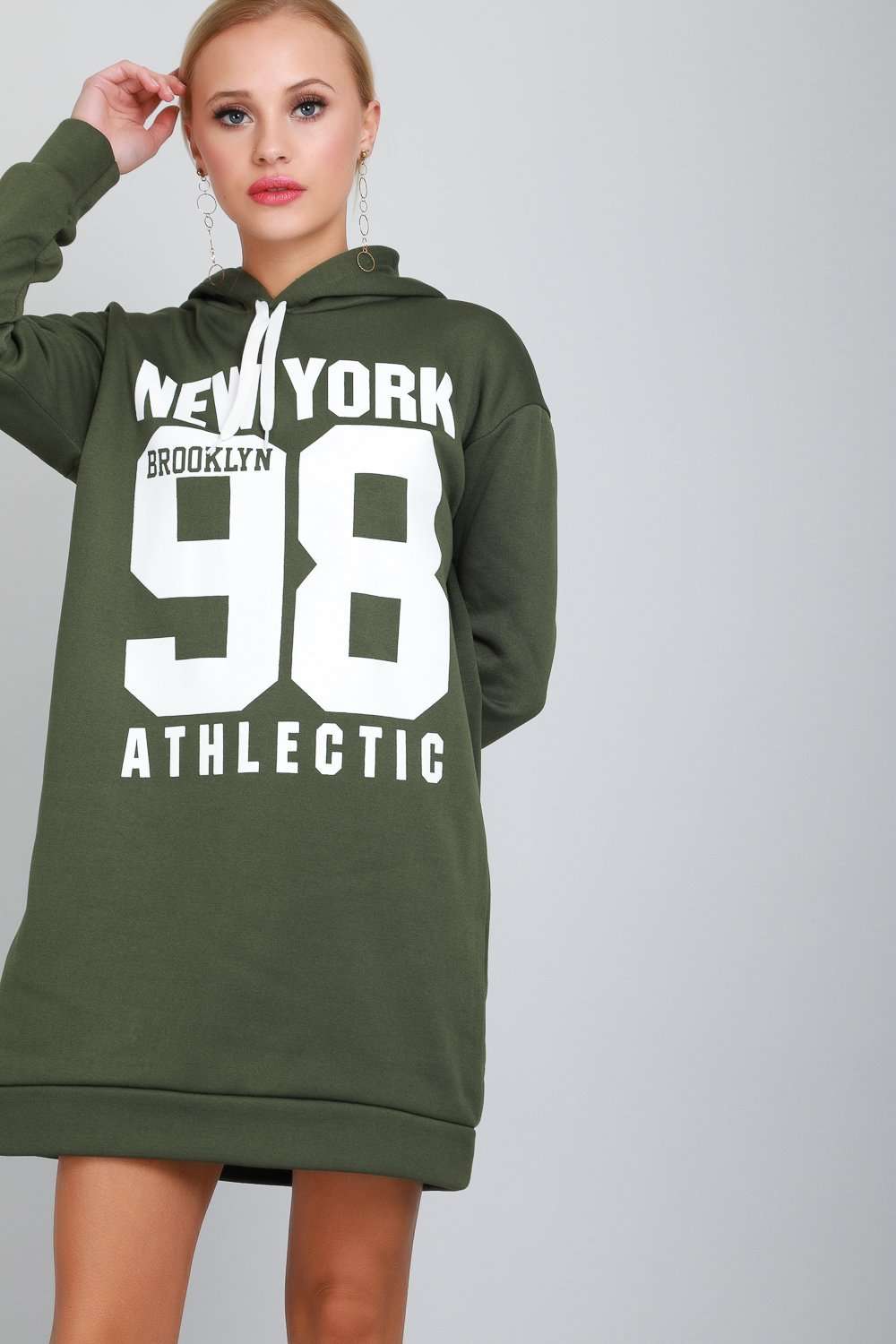 Caira New York Slogan Print Oversized Sweatshirt Dress - bejealous-com