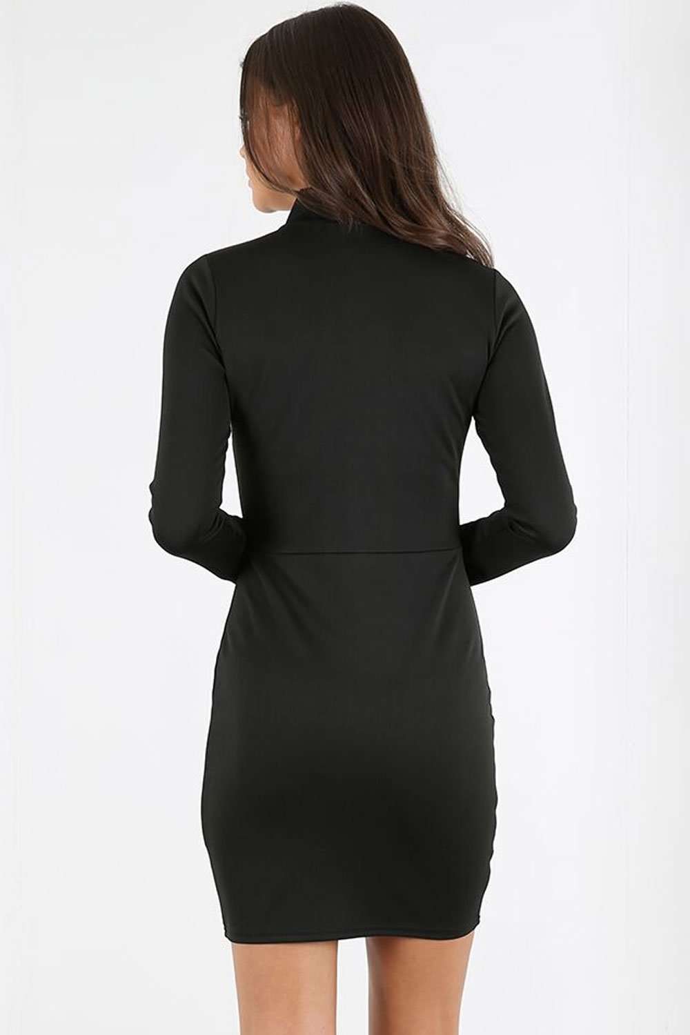 Caleigh Choker Neck Zip Bodycon Dress - bejealous-com