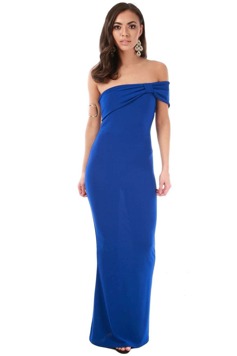 Callie Bardot Bow One Shoulder Maxi Dress - bejealous-com