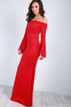 Callie Flare Sleeve Bardot Fishtail Maxi Dress - bejealous-com