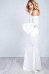 Callie Flare Sleeve Bardot Fishtail Maxi Dress - bejealous-com