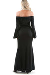 Callie Flare Sleeve Bardot Fishtail Maxi Dress - bejealous-com