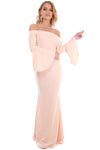 Callie Flare Sleeve Bardot Fishtail Maxi Dress - bejealous-com