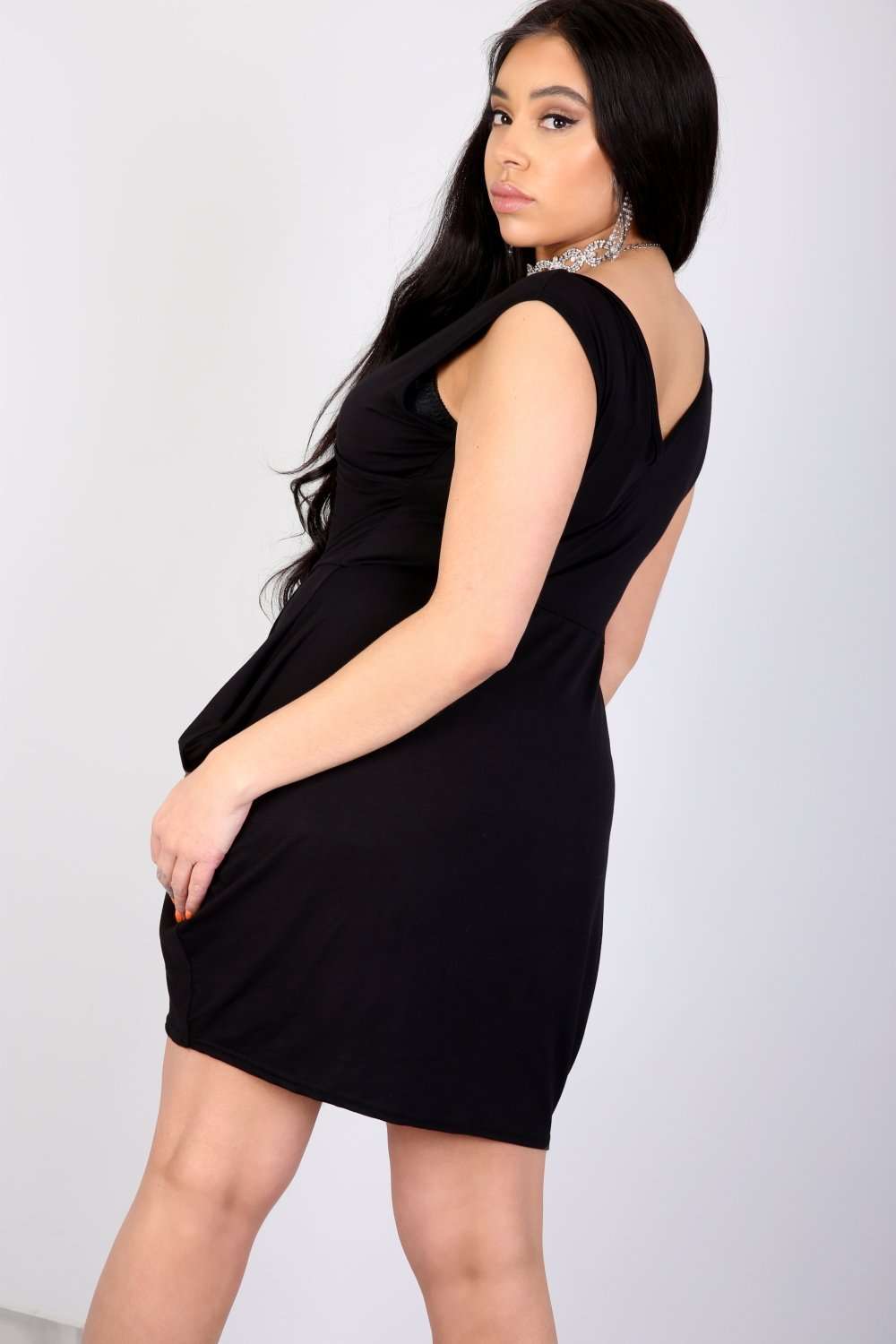 Callie Plus Size Wrap Over Mini Dress - bejealous-com