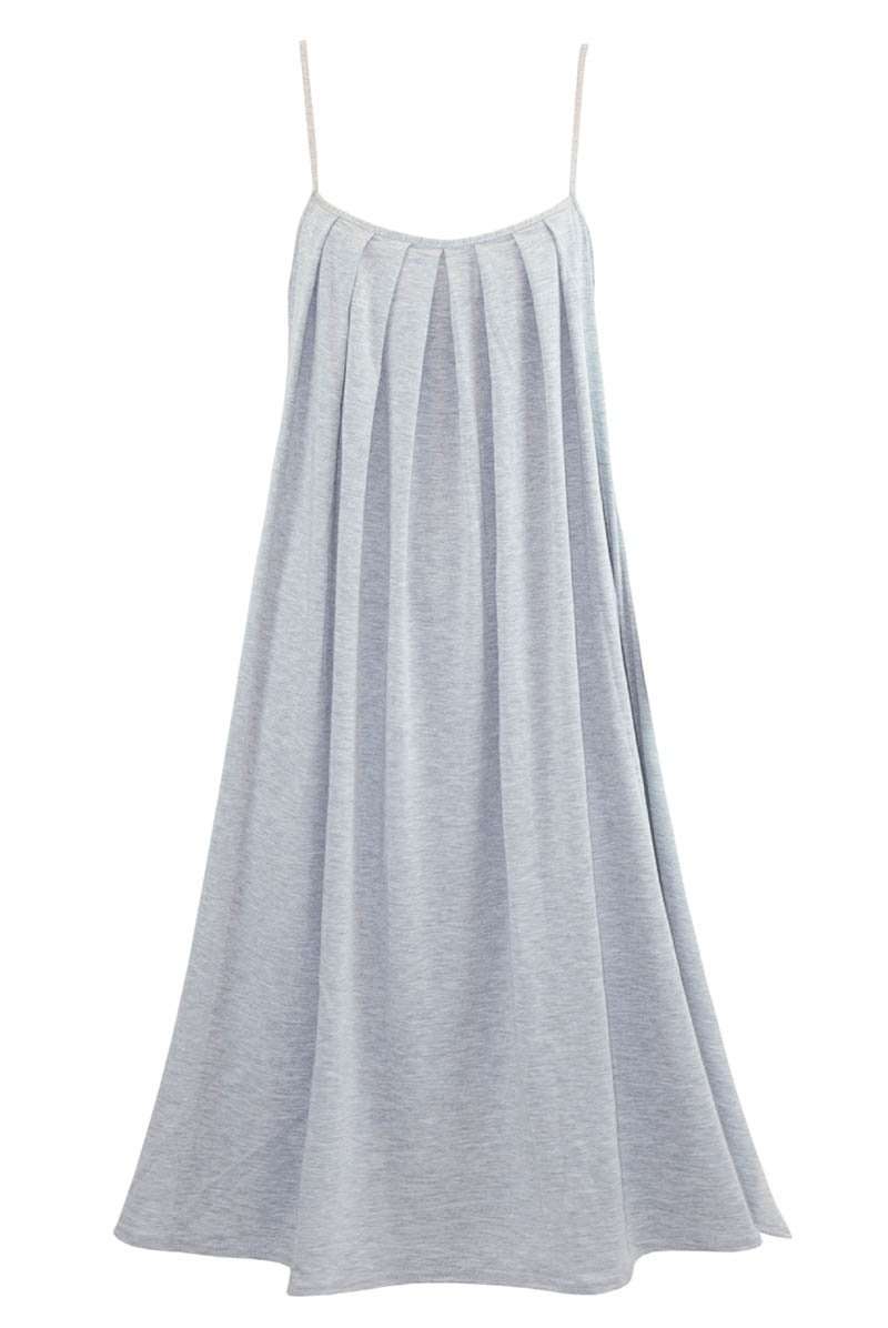 Cami Strappy Grey Pleated Midi Swing Dress - bejealous-com