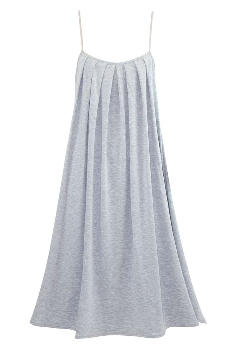 Cami Strappy Grey Pleated Midi Swing Dress - bejealous-com
