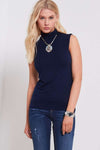 Camillia Turtle Neck Basic Jersey Vest Top - bejealous-com